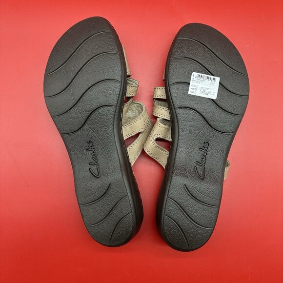 Clarks Leisa Grace Beige Sand Leather Slide Comfort Casual Sandals Size 11M NWT - Picture 9 of 11